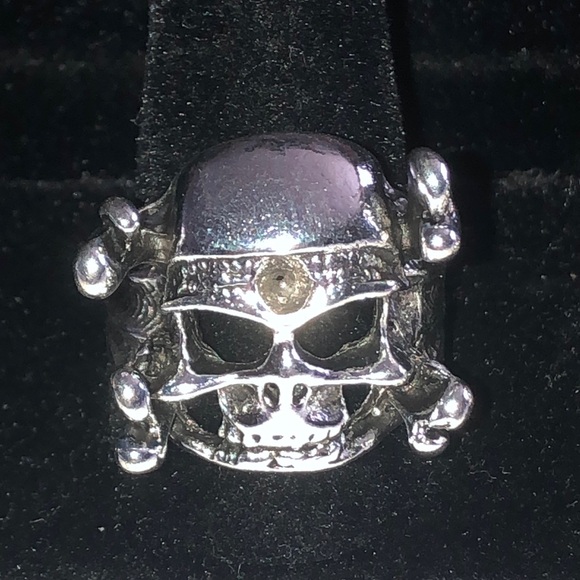 Other - Size 8.5 Silver Tone Skull Boho Biker Ring